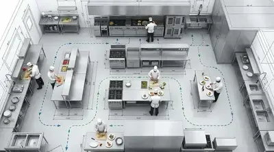 تصميم خط الحركة (Workflow) في مطابخ المطاعم: سر الإنتاجية والأمان